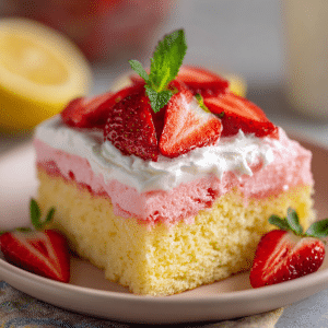 Strawberry Lemonade Jello Poke Cake