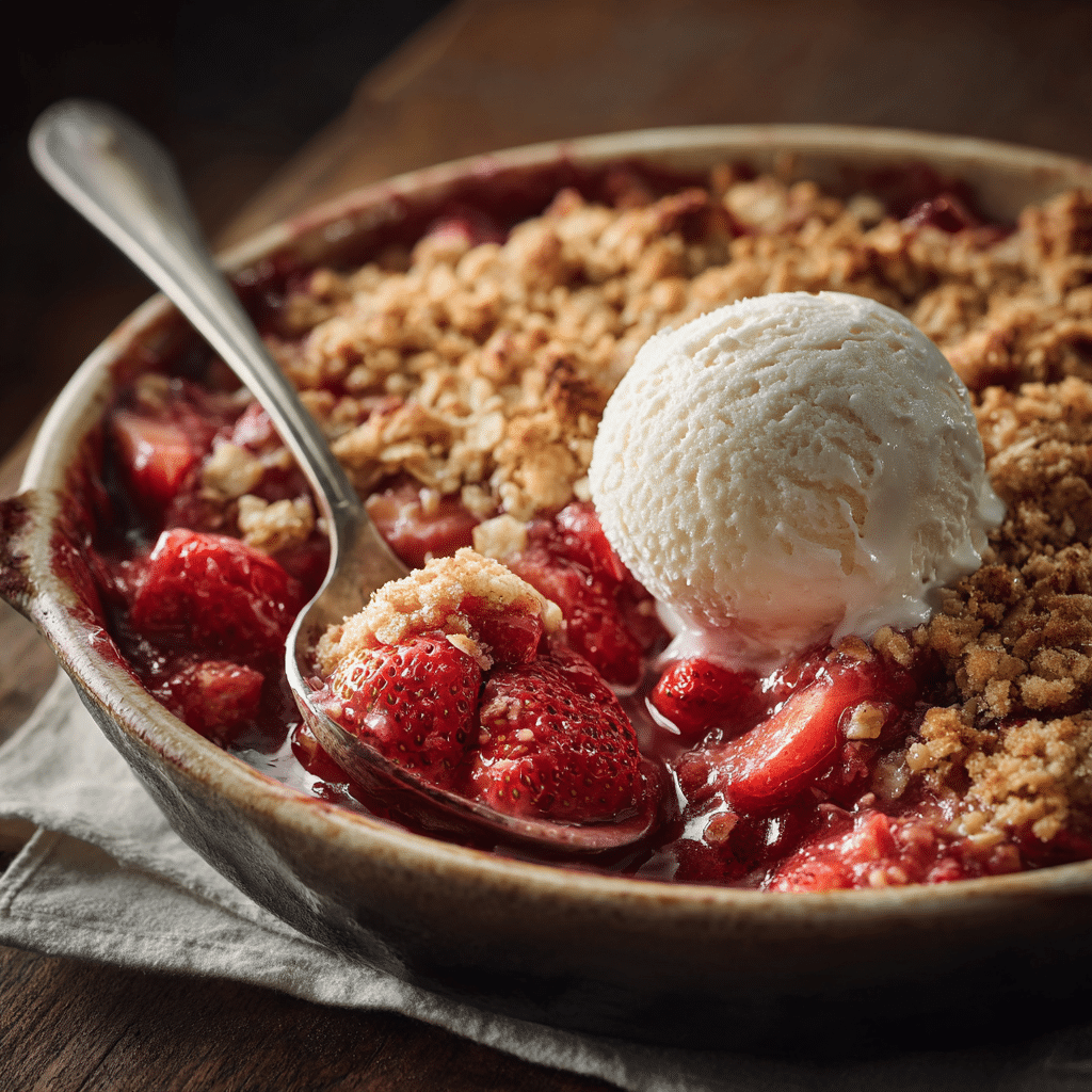 Warm Strawberry Rhubarb Crisp