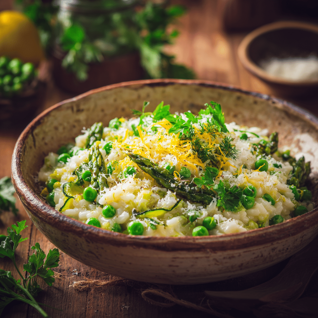 Spring Vegetable Risotto with Parmesan