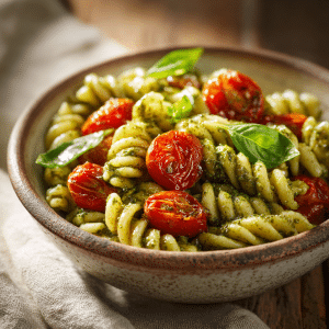 Pesto Pasta with Cherry Tomatoes