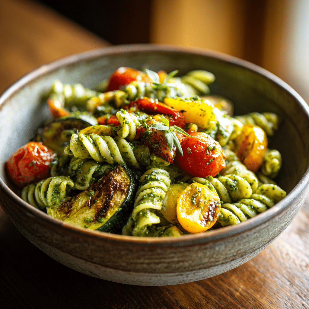 Pesto Pasta with Roasted Vegetables