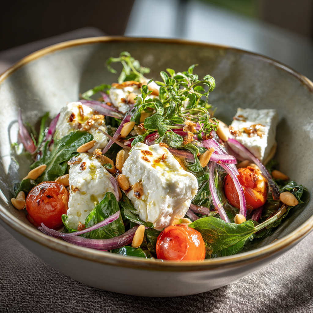 Goat Cheese Salad with Pine Nuts Fresh, Creamy, and Full of Comfort