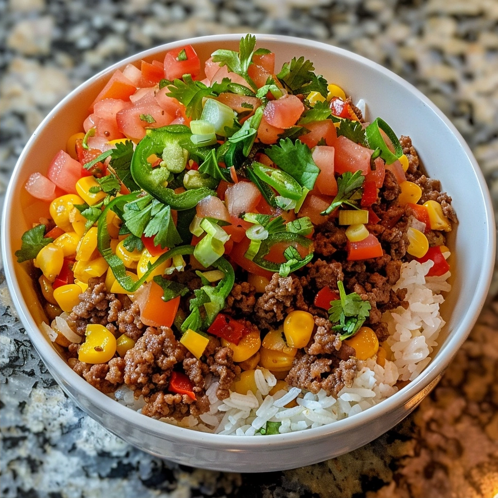 Ground Beef Taco Rice Bowl Recipe