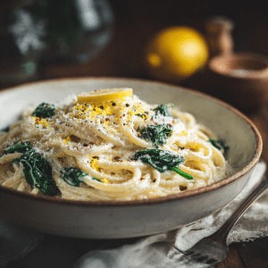 Lemon Pasta with Spinach Recipe