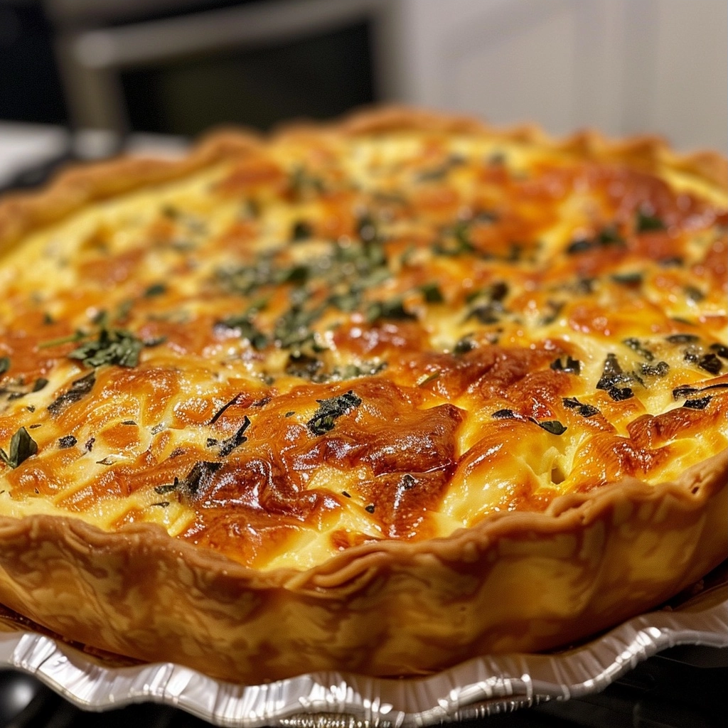 Cheese Quiche with Flaky Crust and Creamy Filling
