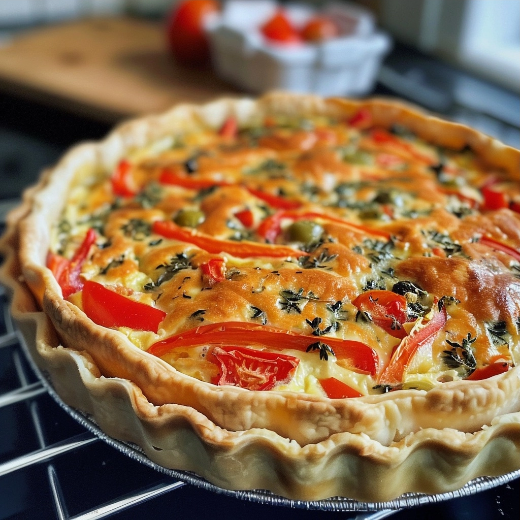 Vegetable Quiche Recipe with No-Meat and Alcohol-Free Filling