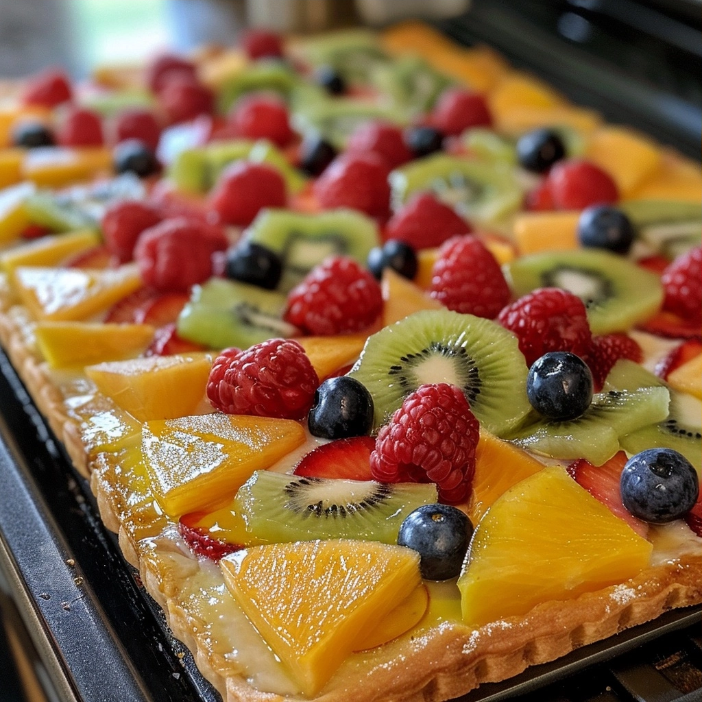 Fruit Pizza with a Nutty Crispy Crust