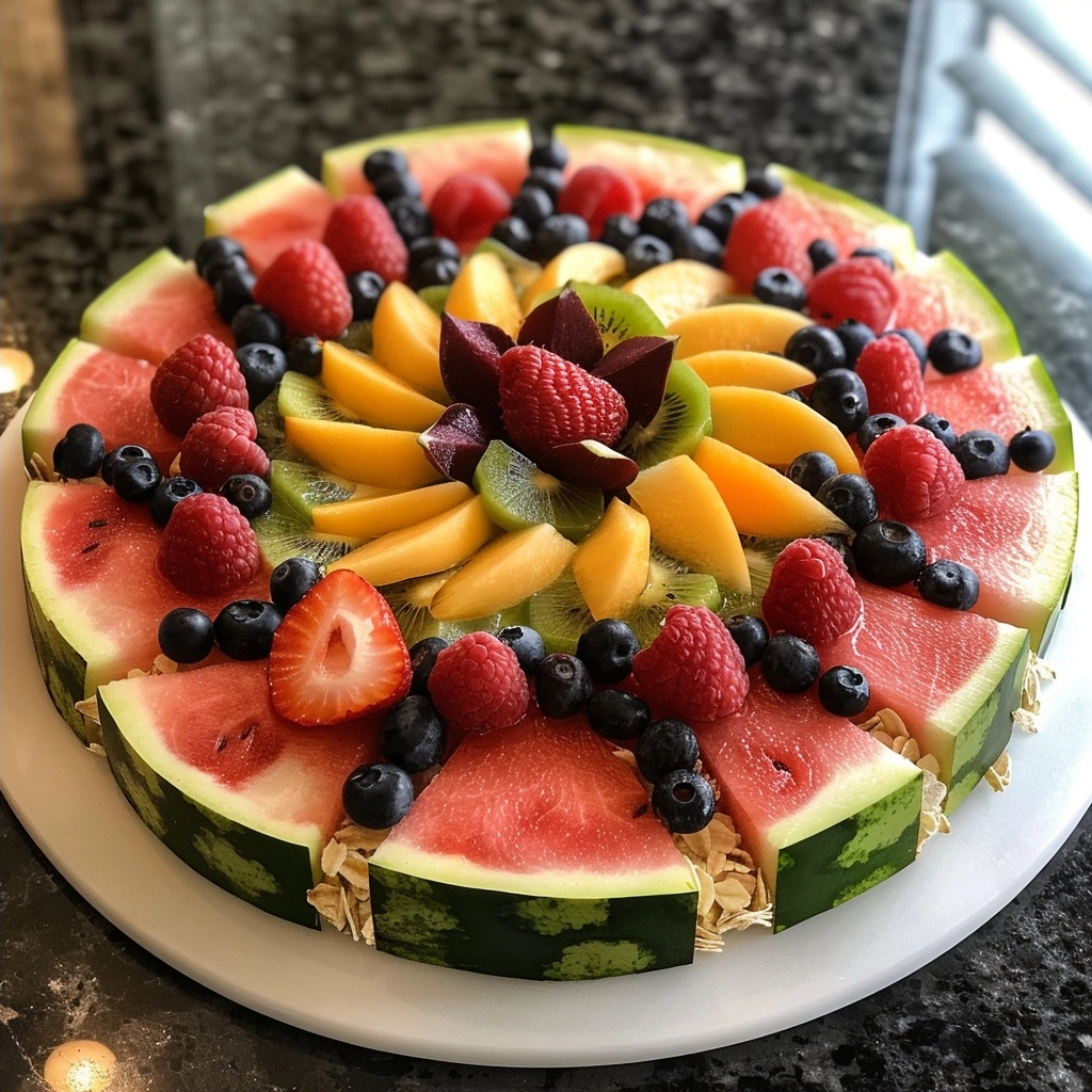 Healthy Watermelon Fruit Pizza with Yogurt Base