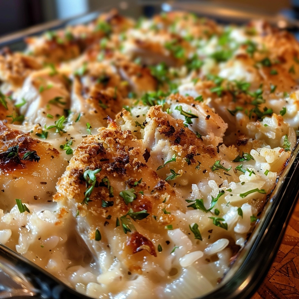 Garlic Butter Chicken and Rice Casserole: Rich, Flavorful, Comforting