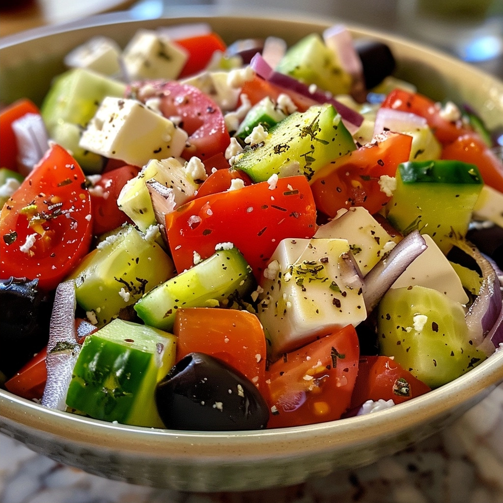 Classic Greek Salad with Homemade Dressing