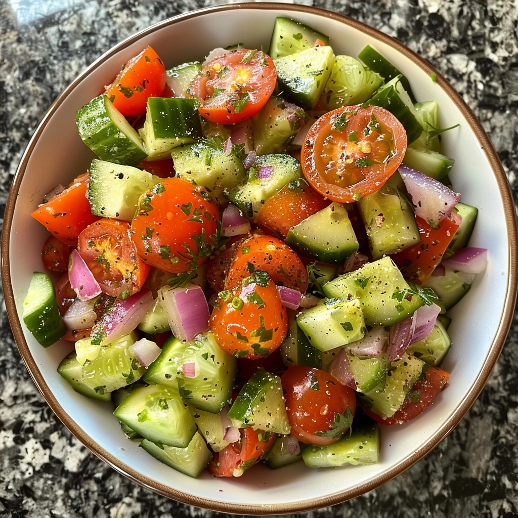 Easy Greek Cucumber Tomato Salad Recipe