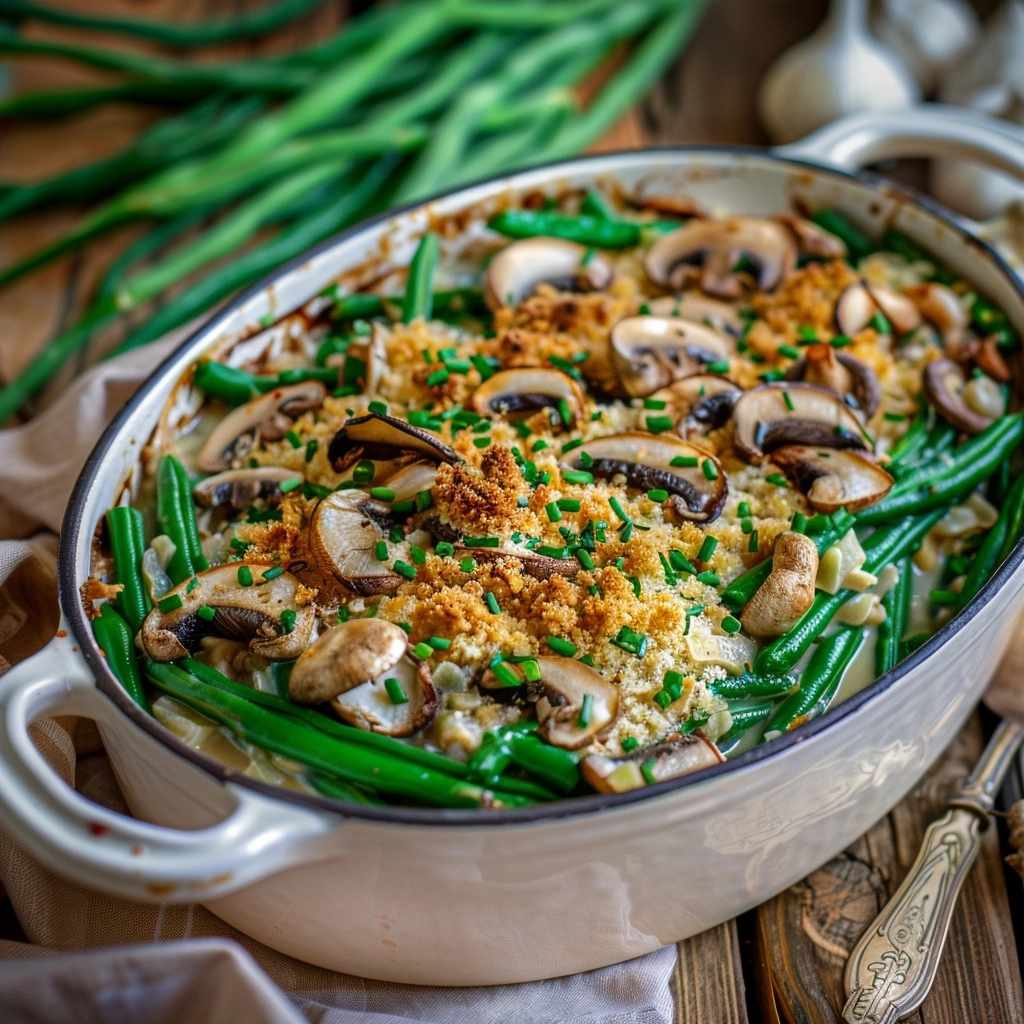 Green Bean Casserole with Fresh Mushrooms Recipe