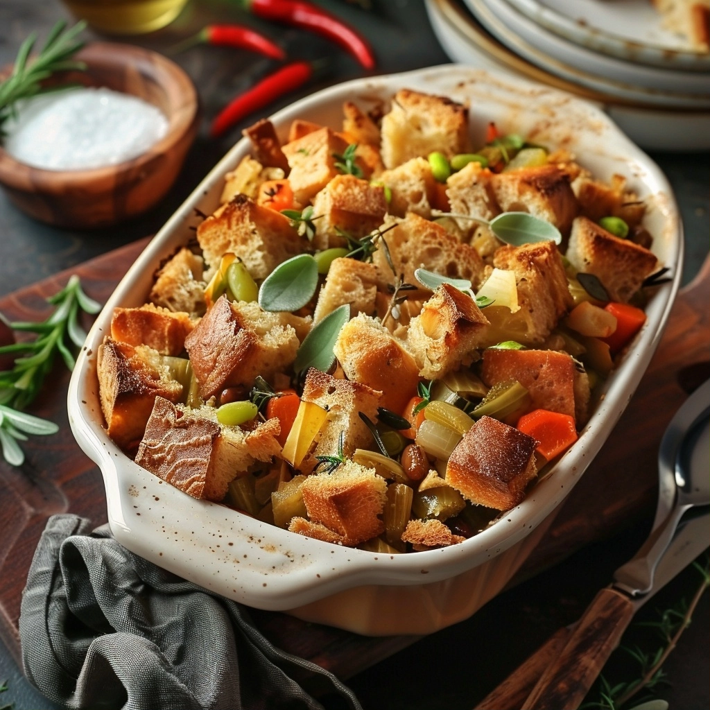 Oven-Baked Bread Stuffing with Chicken Broth Made Easy